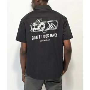 Lurking Class Sketchy Tank Look Back Zip Work Shirt Black Medium Graphic